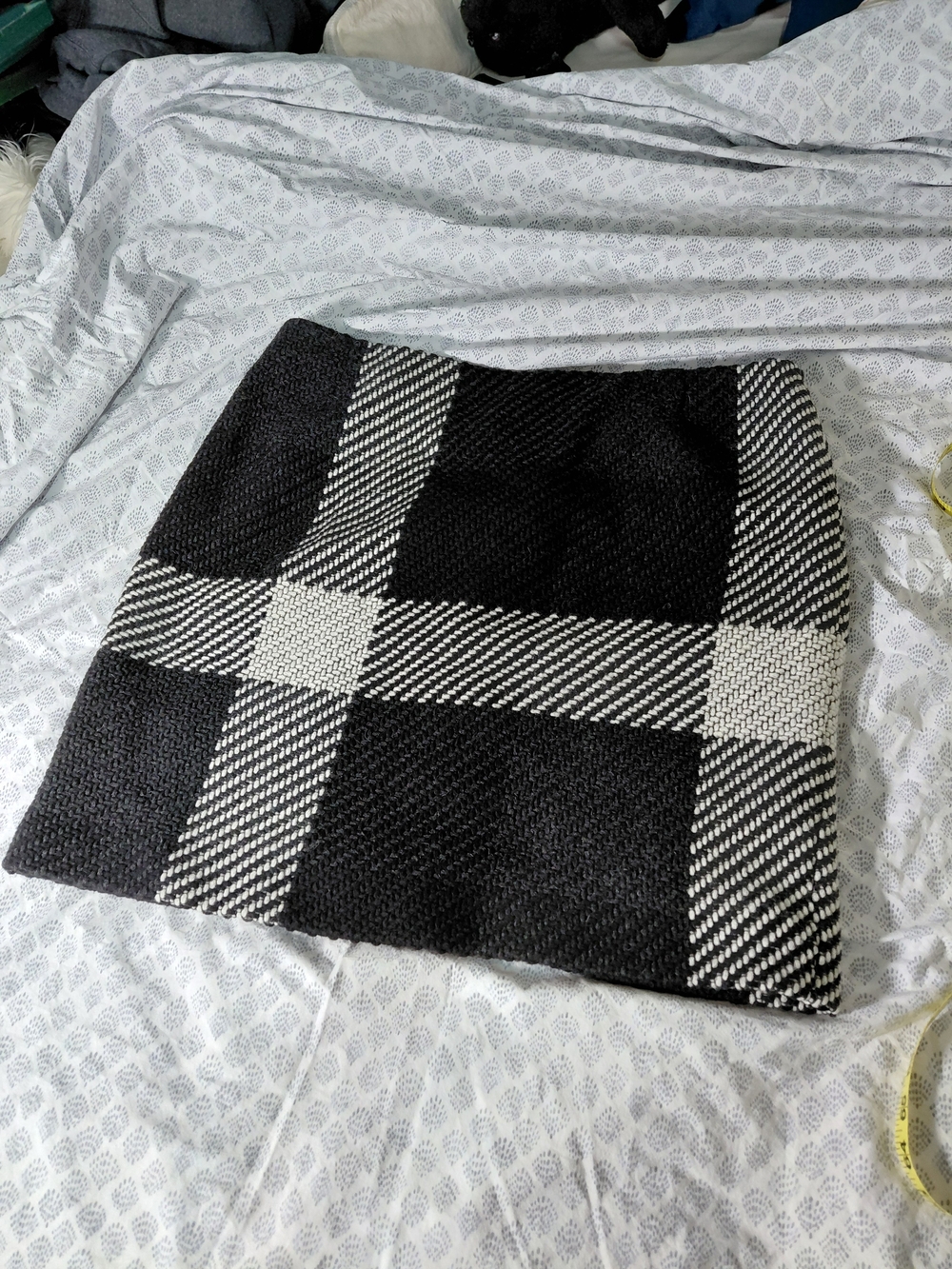 Akris Punto Black and White Plaid Knit Mini Skirt